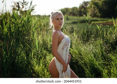 Sexy Girl Covered Tulle Nature Naked Stock Photo Shutterstock