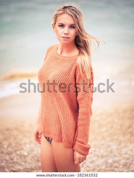 Sexy Girl Poses On Beach Photo Stock Photo Edit Now 182361032