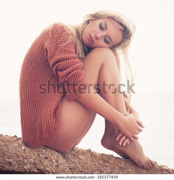 Sexy Girl Poses On Beach Photo Stock Photo Edit Now 185377439