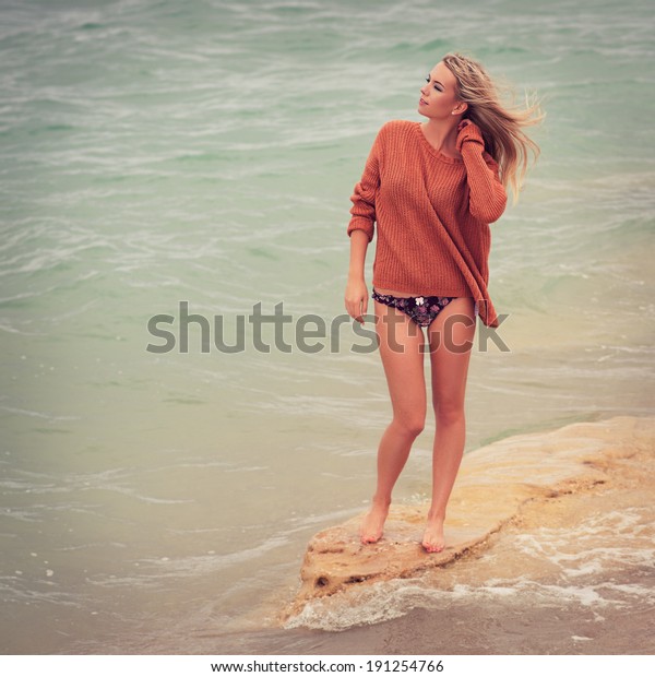 Sexy Girl Poses On Beach Photo Stock Photo Edit Now 191254766