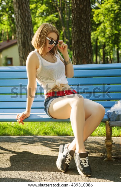 Sexy Girl Shirt Tied Shorts Red Royalty Free Stock Image