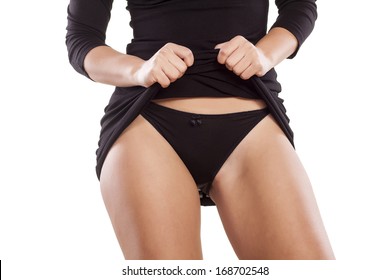 Nice View of Her Sexy Black Panties!