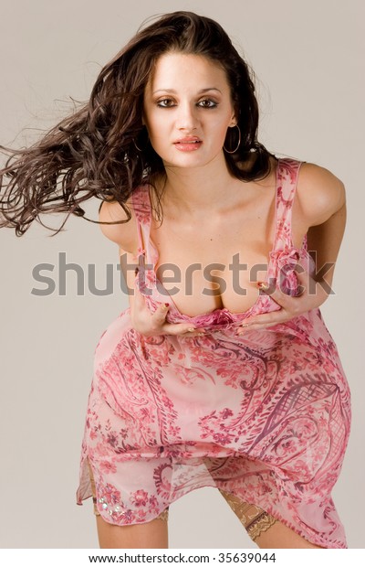 Young Woman Wearing Sexy Transparent Clothes Stock Photo 39131899