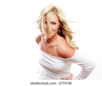 a sexy girl is wearing white against white background