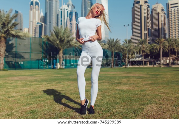 Sexy Girl In  White Leggings