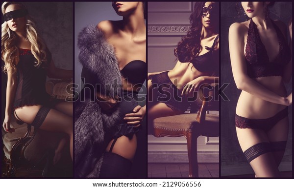 Sexy Mädchen In Erotischen Dessous Kollektion Stockfoto 2129056556 Shutterstock 