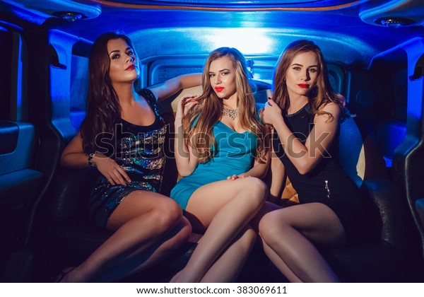Sexy girls. Party in\
the car. Limousine.