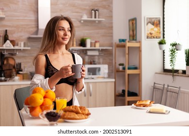 Sexy Housewife Lingerie Relaxing After Preparing Stock Photo 2002513091 ...