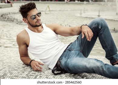 Sexy Man In Aviator Sunglasses