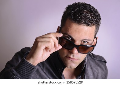 Sexy Guy Looking Over Sunglasses Stock Photos Images Photography Shutterstock