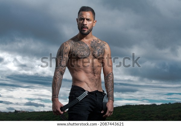 Sexy Man Naked Torso Brutal Angry Foto Stock Shutterstock