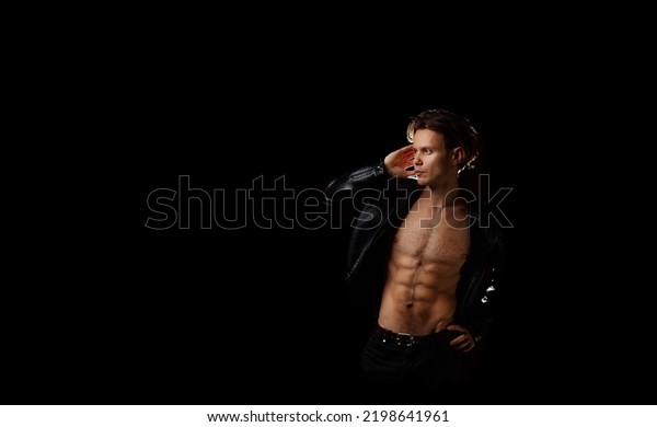 Sexy Man Naked Torso Leather Jacket Stock Photo Shutterstock