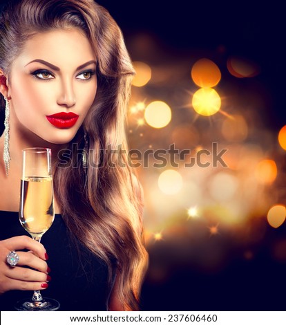 Girl drinking champagne Sexy
