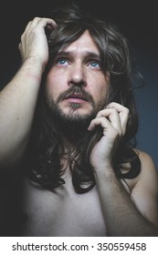 Sexy Naked Man Long Dark Hair Stock Photo Edit Now