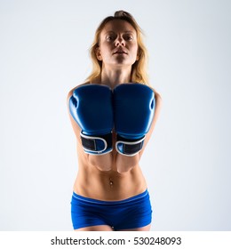 Sexy Nude Blonde Woman Boxing Gloves Stock Photo 530248093 Shutterstock