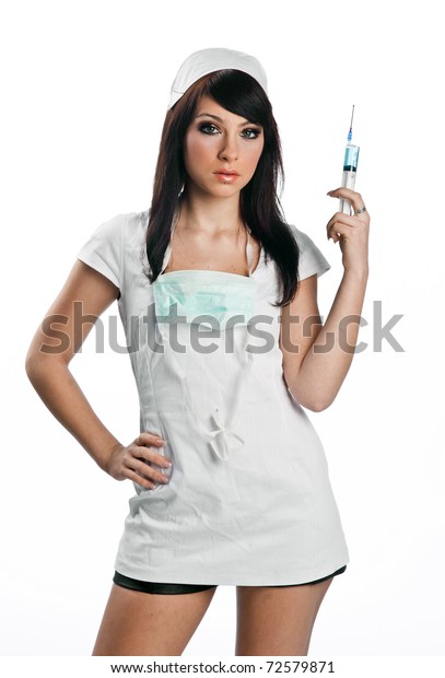Sexy Nurse Uniform Injection Stock Photo Edit Now 72579871