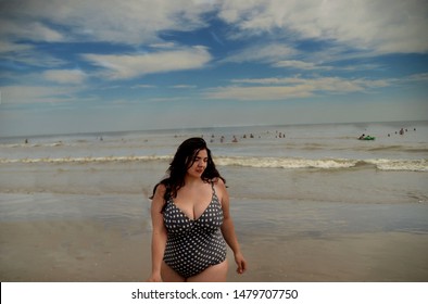 Sexy Plus Size Woman At The Beach