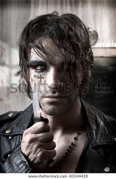 Sexy Portrait Dangerous Man Holding Knife Stock Photo (Edit Now) 83504428