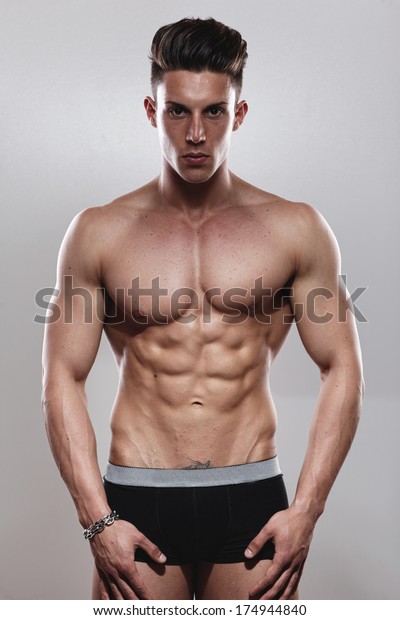 Sexy Portrait Very Muscular Shirtless Male Stock Foto Rediger Nu