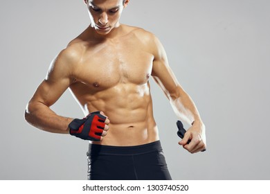 Sexy Pumpedup Man Naked Torso Gloves Stock Photo Shutterstock