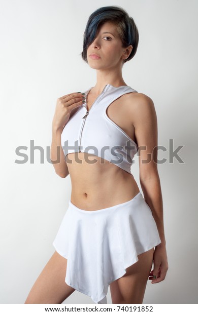 Sexy Short Haired Woman Fun White Stock Photo Edit Now 740191852