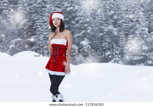 Sexy Snow Maiden On Background Winter Stock P