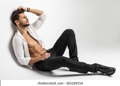 Sexy Undressed Male Model Posing 