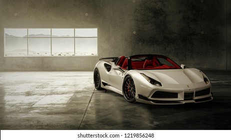 sexy white fast supercar