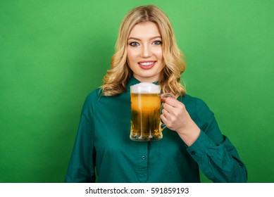 Sexy Woman  with  Beer Glasses 
