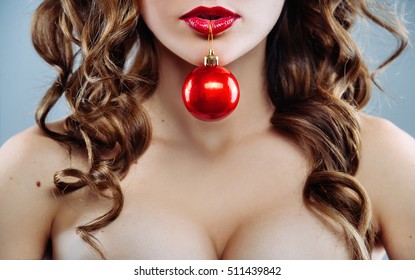 Sexy Woman With A Christmas Toy