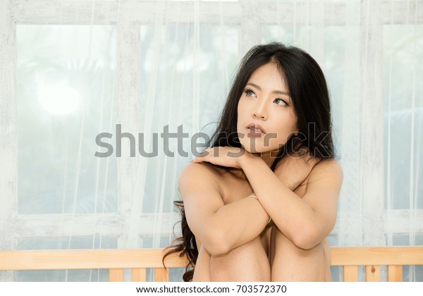 Sexy Woman Crouching No Bra On Stock Photo Edit Now 703572370