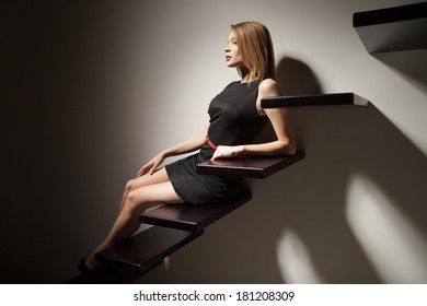 Sexy Woman Lying On Stairs Over Stock Photo Shutterstock