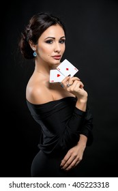 Sexy Woman With Poker Cards