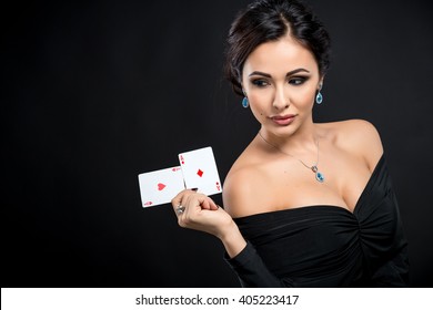 Sexy Woman With Poker Cards