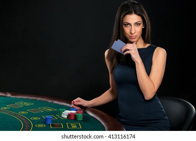 Sexy Woman Poker Cards Chips Stock Photo (Edit Now) 413116186