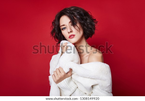 Sexy Woman Short Hair Cut White Stock Photo Edit Now 1308149920