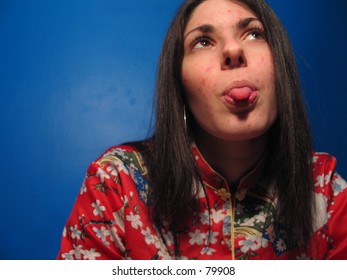 A Sexy Woman Shows Tounge