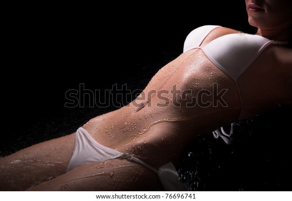 Sexy Woman Wet Body White Bikini Stock Photo Edit Now