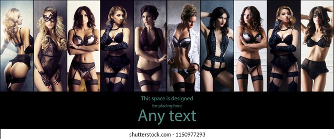 Sexy women in beautiful lingerie. Erotic underwear collage.
