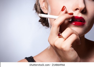 Bright Red Lips Smoking Bright Red Lips Smoking