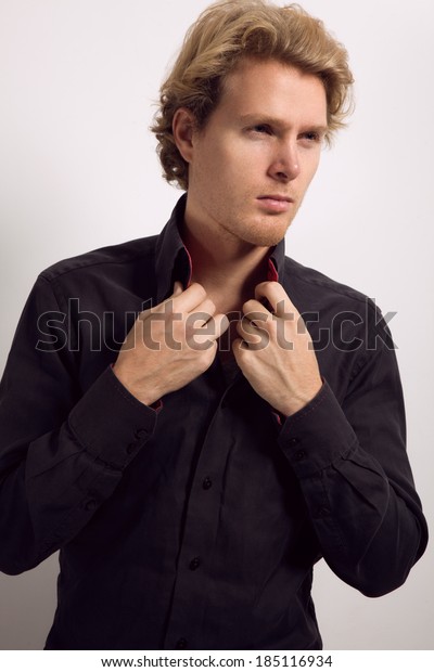 Sexy Young Man Blonde Hair Dressed Stock Photo Edit Now 185116934