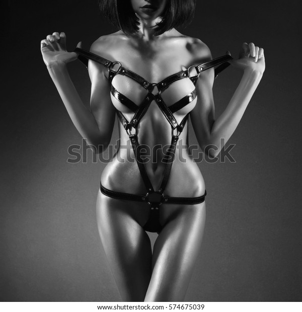 Black and white fetish erotic photo