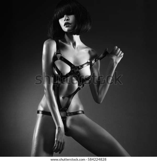 Black and white fetish erotic photo