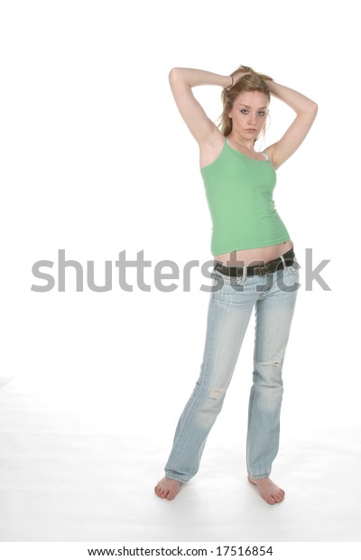 Sexy Young Woman Low Rise Jeans Stock Photo Edit Now