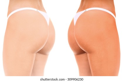 sexy-woman-body-on-the-white-background - female ass - suntan - Shutterstock ID 309906230