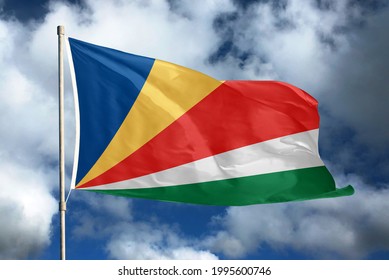 Seychelles Flag On Sky Cloud Background Stock Photo 1995600746 ...