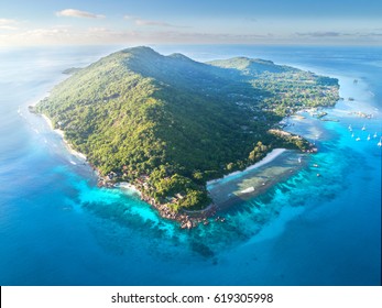 Seychelles, La Digue Island, Aerial Drone Photo