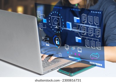  (SFTP) secure file transfer protocol and backup data, exchange information and data with Internet cloud technology concept - Powered by Shutterstock