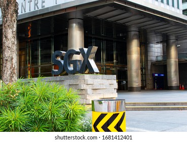 SGX CENTRE Singapore - February 15, 2020 : View At The Entrance Of Singapore Stock Exchange At The Headquarter Office.