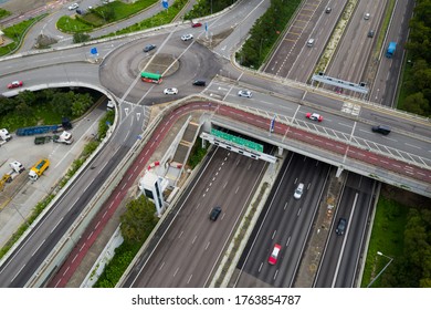 Sha Tin, Hong Kong 17 March 2019: Top View Of The Traffic In Hong Kong